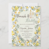 Lemons Peacock Green Kariert Brunch & Bubbly Einladung (Vorderseite)