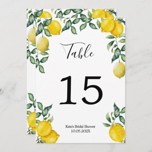 Lemons Personalisierte Tischnummer (Vorne/Hinten)