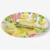 Lemons Pink floral ombre Aquarell inspirierend Pappteller (Schrägansicht)