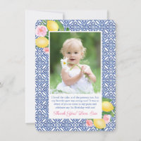Lemons Pink Positano Blue Tiles Baby Dusche Foto