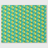 Lemons Polka Dot: Blue Background. Geschenkpapier (Flach)