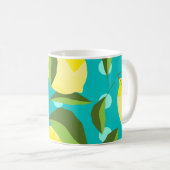Lemons Polka Dot: Blue Background. Kaffeetasse (VorderseiteRechts)