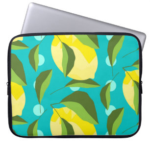Lemons Polka Dot: Blue Background. Laptopschutzhülle