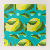 Lemons Polka Dot: Blue Background. Puzzle (Horizontal)