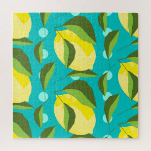 Lemons Polka Dot: Blue Background. Puzzle