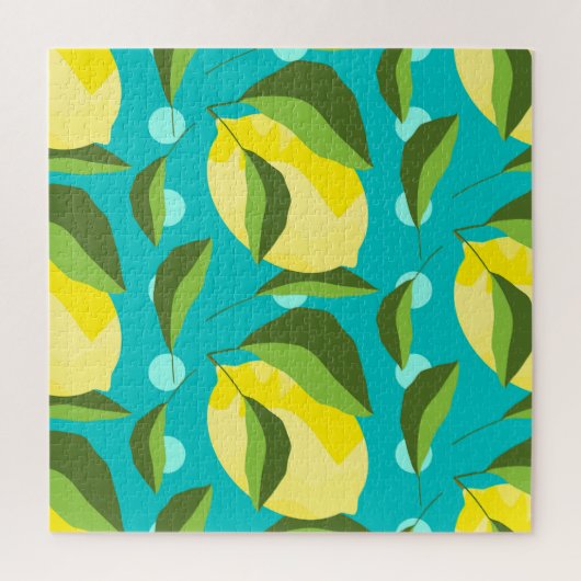 Lemons Polka Dot: Blue Background. Puzzle (Vertikal)
