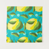 Lemons Polka Dot: Blue Background. Wandteppich (Vorderseite (Horizontal))