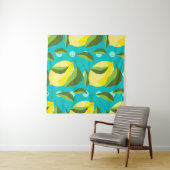 Lemons Polka Dot: Blue Background. Wandteppich (Beispiel (Horizontal))