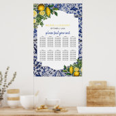 Lemons Portugiesisch Tiles Wedding Chart Poster (Küche)