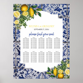 Lemons Portuguese Tiles Wedding Seating Chart Poster