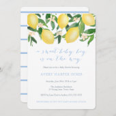 Lemons Powder Blue Sweet Boy Baby Dusche Einladung (Vorne/Hinten)