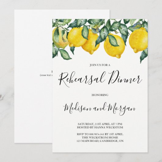 Lemons Probe Einladung (Vorne/Hinten)