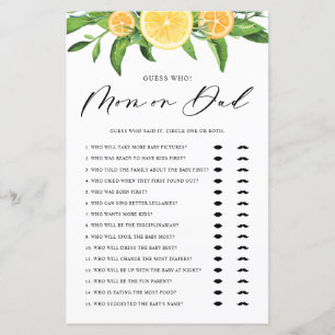 Lemons raten, wer Mama oder Vater Baby Showspiel