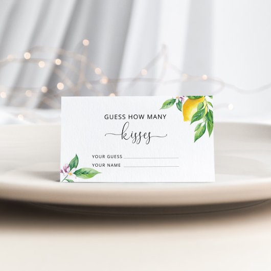 Lemons raten, wie viele Küsse Bridgame Begleitkarte