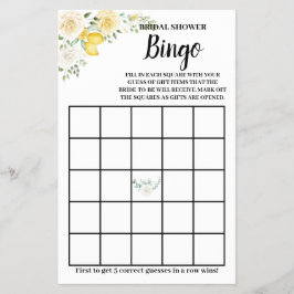 Lemons & Rose Brautparty Bingo Game Card Flyer