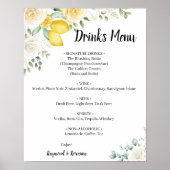 Lemons & Rose Drinks Menü Hochzeitsschrift Poster (Vorne)
