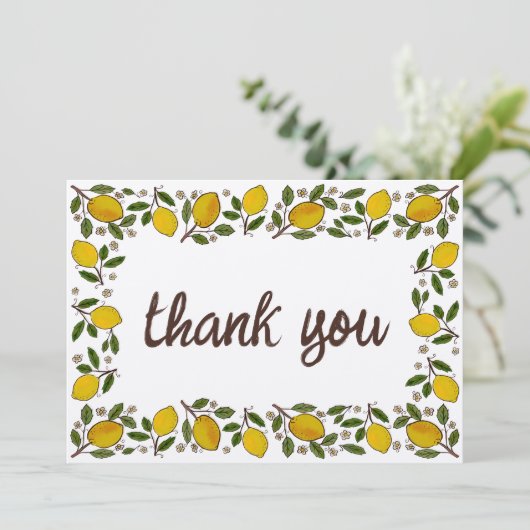 Lemons Rustic CUSTOM BABY SHOWER Dankeskarte (Stehend Vorderseite)