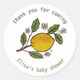 Lemons Rustic CUSTOM BABY SHOWER Runder Aufkleber
