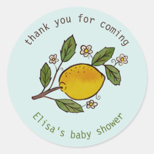 Lemons Rustic CUSTOM BABY SHOWER Runder Aufkleber