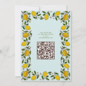 Lemons Rustic CUSTOM QR Code BABY SHOWER Einladung (Rückseite)