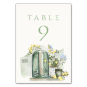 Lemons Sage Mediterranean Watercolor Wedding Tischnummer (Rückseite)