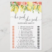 Lemons sagte er sagte, sie sagte Brautparty Game (Vorderseite)