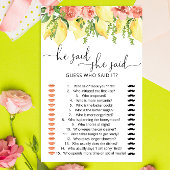 Lemons sagte er sagte, sie sagte Brautparty Game