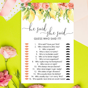 Lemons sagte er sagte, sie sagte Brautparty Game