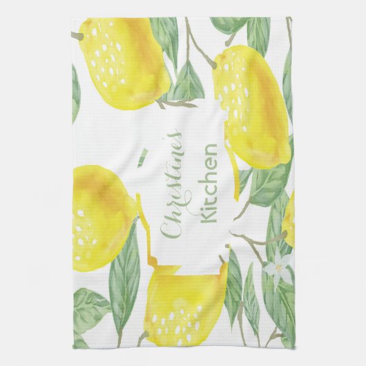 Lemons Skript für den weißen grünen Namen Handtuch (Vertikal)