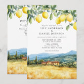 Lemons Tuscan Scene Italian QR Code Wedding Einladung (Vorne/Hinten)