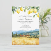 Lemons Tuscan Scene Italian Wedding Einladung (Stehend Vorderseite)
