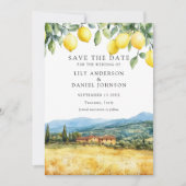 Lemons Tuscan Scene Italian Wedding Save The Date (Vorderseite)