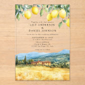 Lemons Tuscan Scene Italy Wedding Acryleinladungen (Vorderseite)
