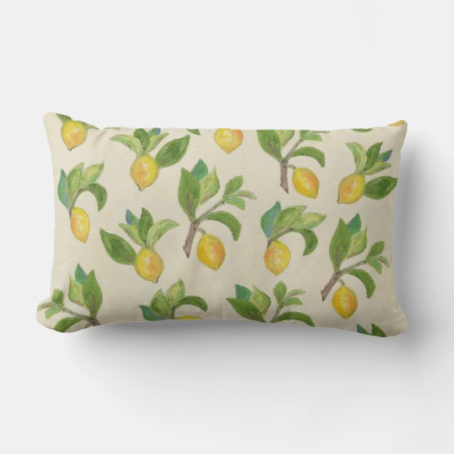 Lemons und Blätter Lendenkissen (Vorderseite)