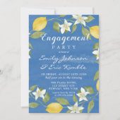 Lemons und Blue Watercolor Engagement Party Einladung (Vorderseite)