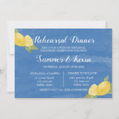 Lemons und Blue Watercolor Probe Dinner Einladung (Vorderseite)