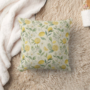 Lemons und Blume Pattern Kissen