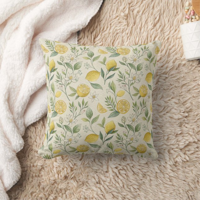 Lemons und Blume Pattern Kissen (Decke)