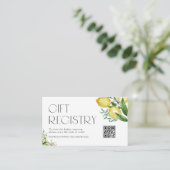 Lemons und Blüten QR-Code Kinderduschregister Begleitkarte (Stehend Vorderseite)