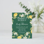 Lemons und Grüner Brunch & Bubbly Einladung (Stehend Vorderseite)