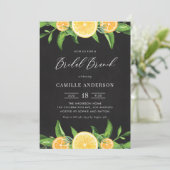 Lemons und Orangen Chalkboard Summer Bridal Brunch Einladung (Stehend Vorderseite)
