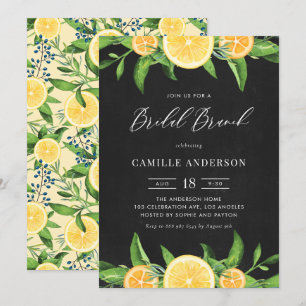 Lemons und Orangen Chalkboard Summer Bridal Brunch Einladung