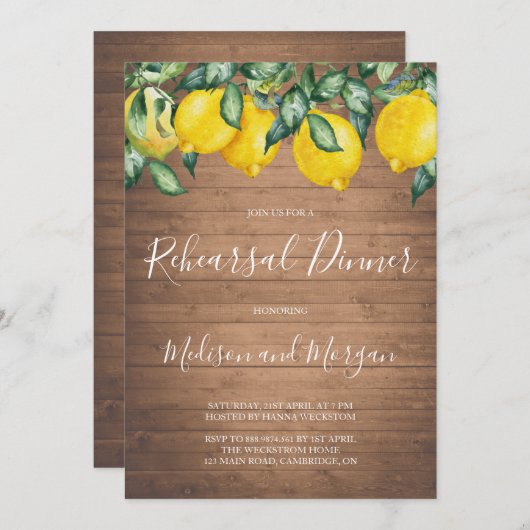 Lemons und Probe Einladung (Vorne/Hinten)