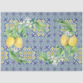 Lemons Vintag Farmhouse Blue n White Decoupage Seidenpapier