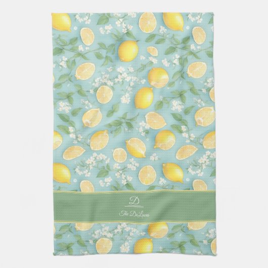 Lemons Wasserfarbenminze, benutzerdefinierter Name Geschirrtuch (Vertikal)