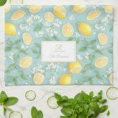 Lemons Wasserfarbenminze Custom Monogram Lemon Geschirrtuch (Gefaltet)