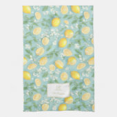Lemons Wasserfarbenminze Custom Monogram Lemon Geschirrtuch (Vertikal)