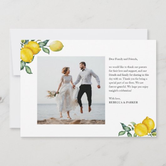 Lemons Wedding Danke Foto (Rückseite)