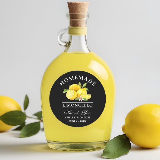 Lemons Wedding Danke Limoncello Black Runder Aufkleber