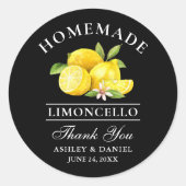 Lemons Wedding Danke Limoncello Black Runder Aufkleber (Vorderseite)